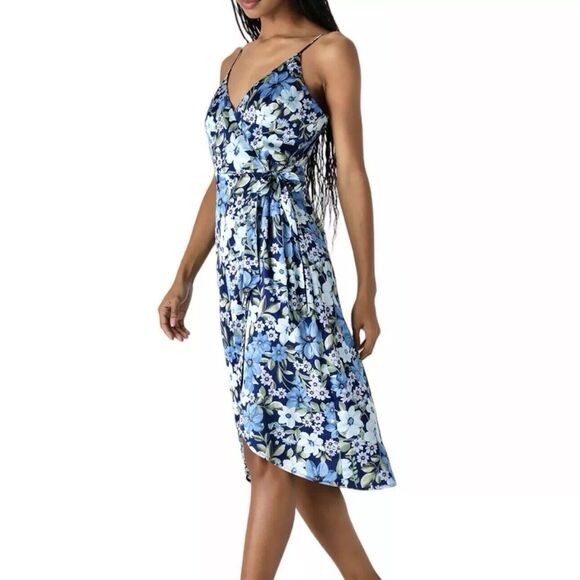 Lulus Womens Dress Size Medium Totally Romantic Quiet Luxury Floral Wrap Midi - Picture 2 of 14